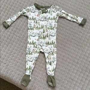 Burt's Bees Baby Green and White Forest Footie
